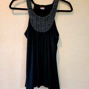 Mon Ami Women's Dressy Elegant Black Evening Sleeveless Scoop Top Blouse LG